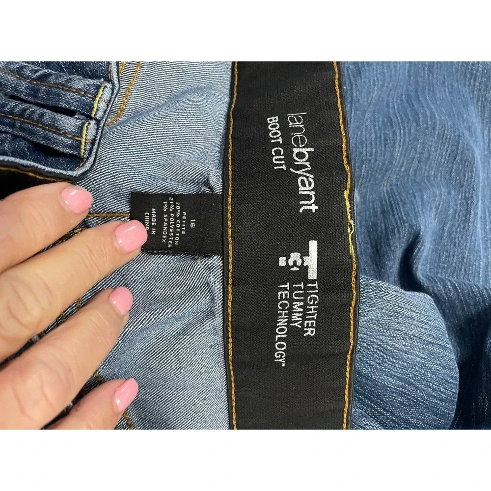 Womens Lane Bryant Tighter Tummy Tech. Embroided Bootcut Denim Plus Size 16 Peti - Picture 7 of 7